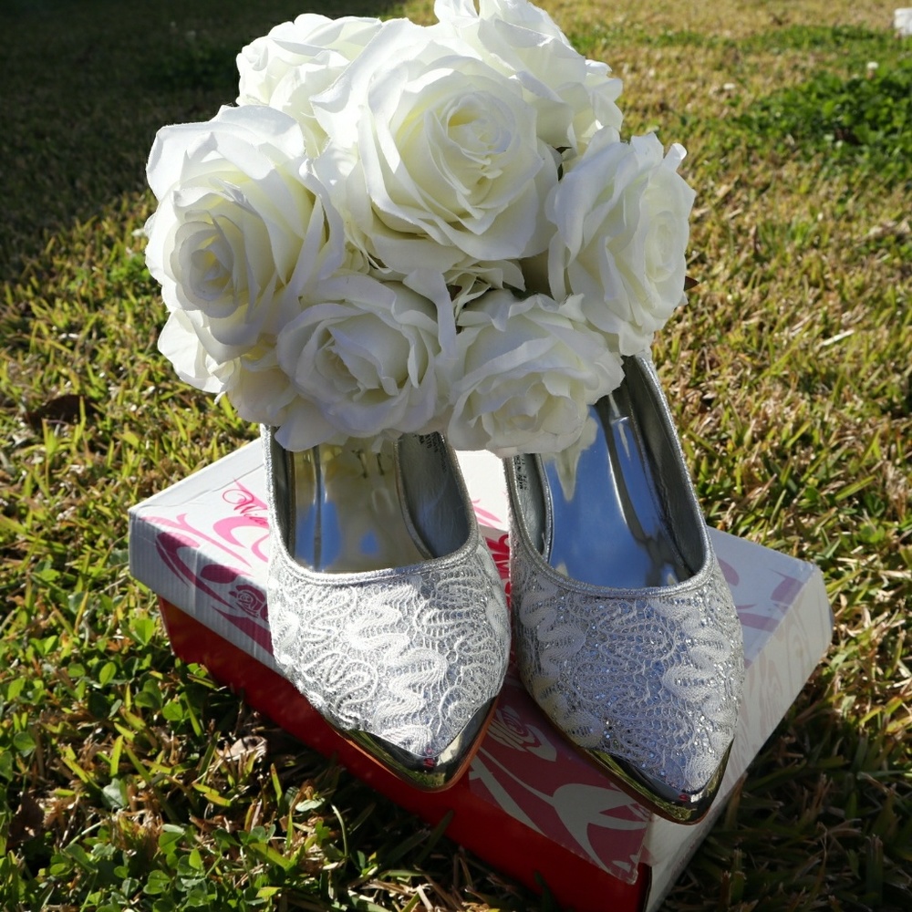 Wild Rose Silver Heels